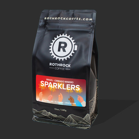Rothrock Coffee Sparklers – single estate Brazilian coffee, 12oz whole bean bag, 2026 4th of July BoomBox